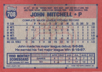 John Mitchell  baseball card collectible - Main Image 2