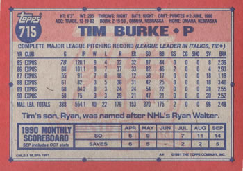 Tim Burke  baseball card collectible - Main Image 2