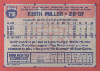 Keith Miller  baseball card collectible - Main Image 2