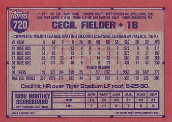 Cecil Fielder  baseball card collectible - Main Image 2