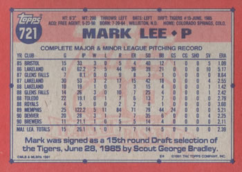 Mark Lee  baseball card collectible - Main Image 2