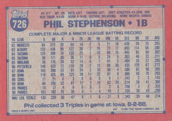 Phil Stephenson  baseball card collectible - Main Image 2