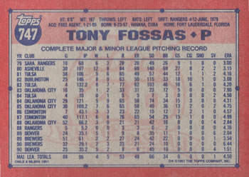 Tony Fossas  baseball card collectible - Main Image 2