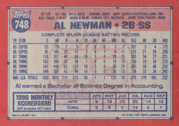 Al Newman  baseball card collectible - Main Image 2