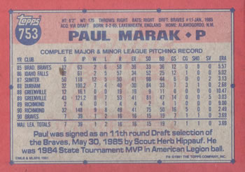 Paul Marak  baseball card collectible - Main Image 2