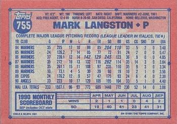 Mark Langston  baseball card collectible - Main Image 2