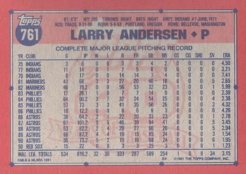 Larry Andersen  baseball card collectible - Main Image 2