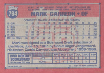 Mark Carreon  baseball card collectible - Main Image 2