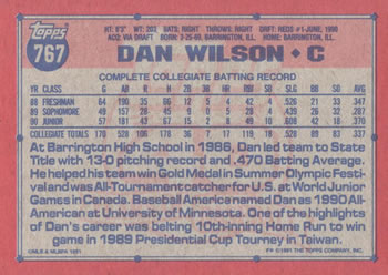 Dan Wilson  baseball card collectible - Main Image 2
