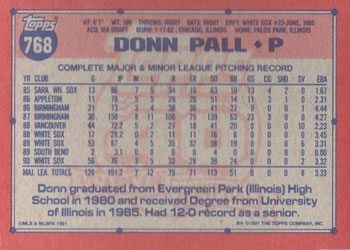 Donn Pall  baseball card collectible - Main Image 2