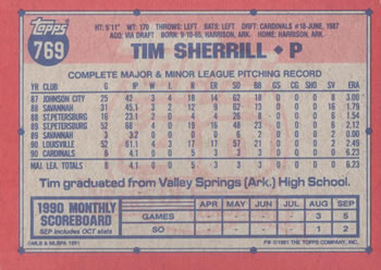 Tim Sherrill  baseball card collectible - Main Image 2