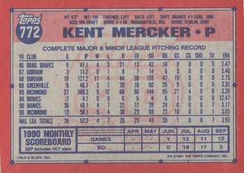 Kent Mercker  baseball card collectible - Main Image 2