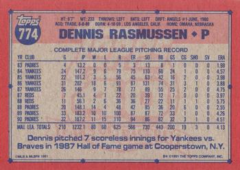 Dennis Rasmussen  baseball card collectible - Main Image 2