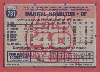 Darryl Hamilton  baseball card collectible - Main Image 2