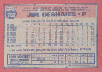 Jim Deshaies  baseball card collectible - Main Image 2