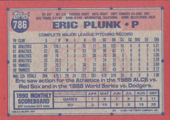 Eric Plunk  baseball card collectible - Main Image 2