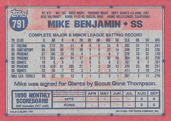 Mike Benjamin  baseball card collectible - Main Image 2