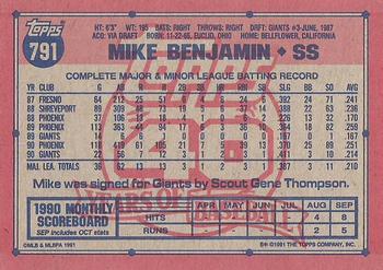 Mike Benjamin  baseball card collectible - Main Image 2