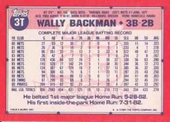 Wally Backman  baseball card collectible - Main Image 2