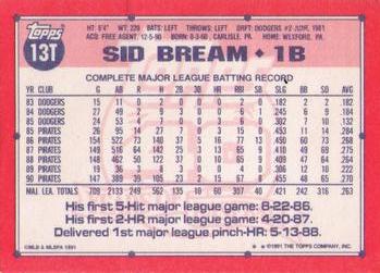 Sid Bream  baseball card collectible - Main Image 2