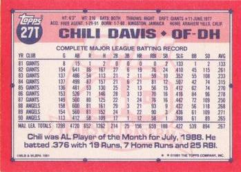 Chili Davis  baseball card collectible - Main Image 2