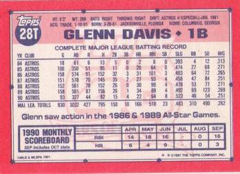 Glenn Davis  baseball card collectible - Main Image 2