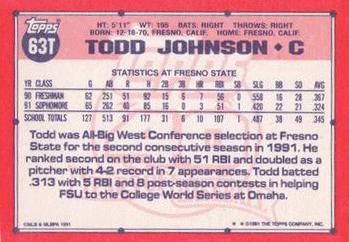 Todd Johnson  baseball card collectible - Main Image 2
