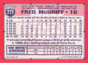 Fred McGriff  baseball card collectible - Main Image 2