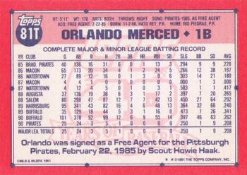 Orlando Merced  baseball card collectible - Main Image 2