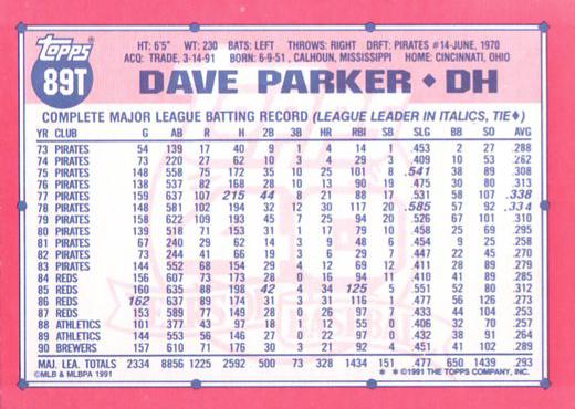 Dave Parker  baseball card collectible - Main Image 2