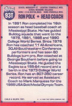 Ron Polk  baseball card collectible - Main Image 2