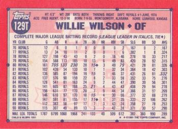 Willie Wilson  baseball card collectible - Main Image 2
