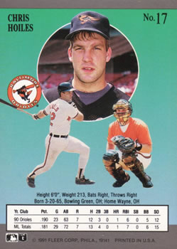 Chris Hoiles  baseball card collectible - Main Image 2
