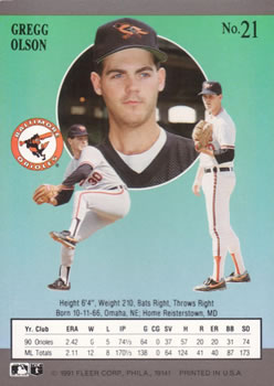 Gregg Olson  baseball card collectible - Main Image 2