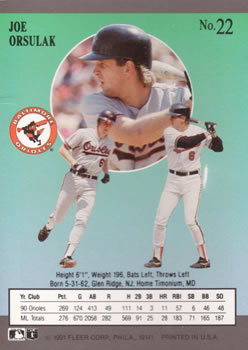 Joe Orsulak  baseball card collectible - Main Image 2