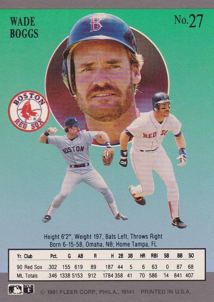 Wade Boggs  baseball card collectible - Main Image 2