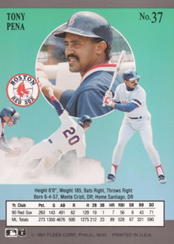 Tony Pena  baseball card collectible - Main Image 2