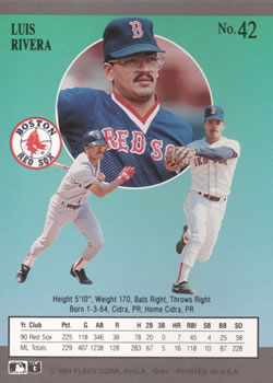 Luis Rivera  baseball card collectible - Main Image 2