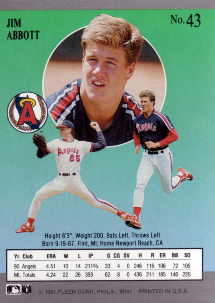 Jim Abbott  baseball card collectible - Main Image 2