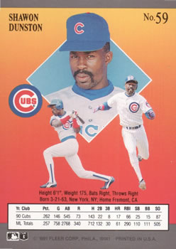 Shawon Dunston  baseball card collectible - Main Image 2