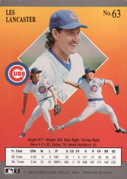 Les Lancaster  baseball card collectible - Main Image 2