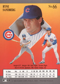 Ryne Sandberg  baseball card collectible - Main Image 2