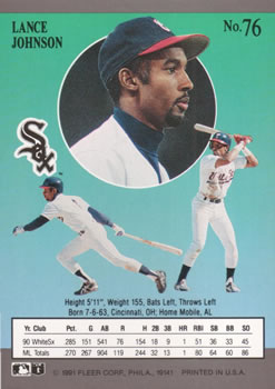 Lance Johnson  baseball card collectible - Main Image 2