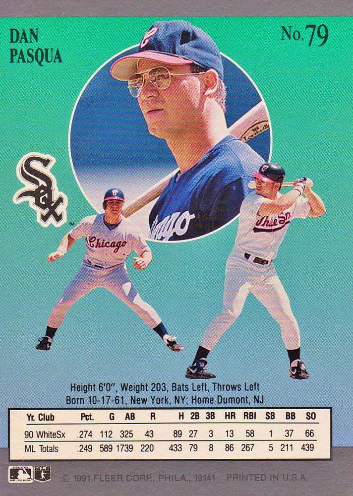 Dan Pasqua  baseball card collectible - Main Image 2