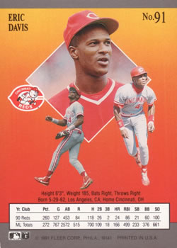 Eric Davis  baseball card collectible - Main Image 2