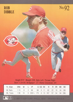 Rob Dibble  baseball card collectible - Main Image 2
