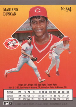 Mariano Duncan  baseball card collectible - Main Image 2