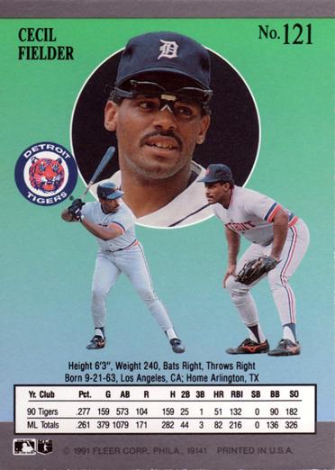 Cecil Fielder  baseball card collectible - Main Image 2