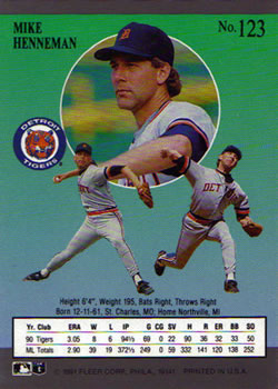 Mike Henneman  baseball card collectible - Main Image 2