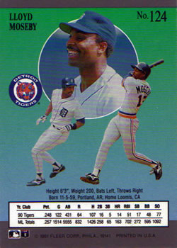 Lloyd Moseby  baseball card collectible - Main Image 2